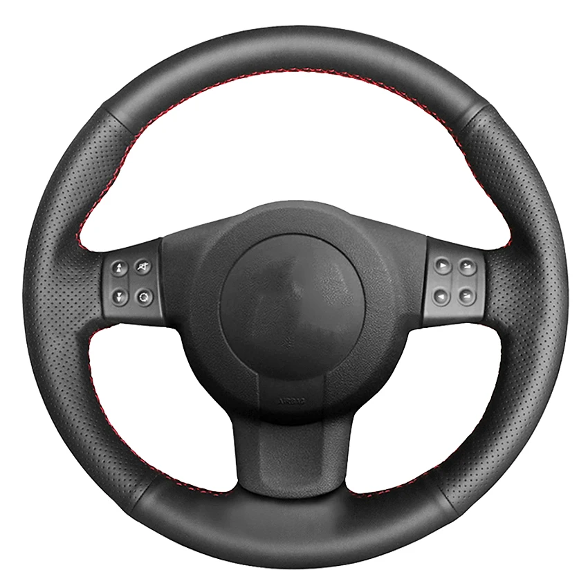 Black Artificial Leather Hand-stitched Car Steering Wheel Cover For Seat Leon (Mk2) 2006-2008 Ibiza (6L) 2007