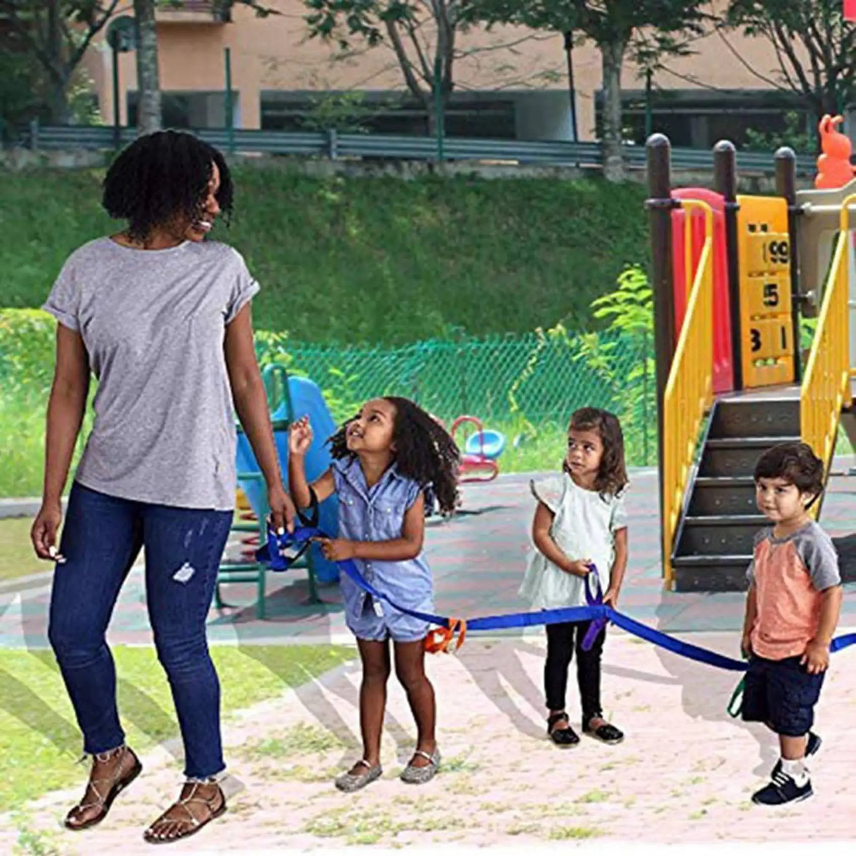 

Hot Sale 4X Children's Walking Ropes For Preschool Daycare School Kids Outdoor Colorful Handles For Up To 12 Children 2 Teachers