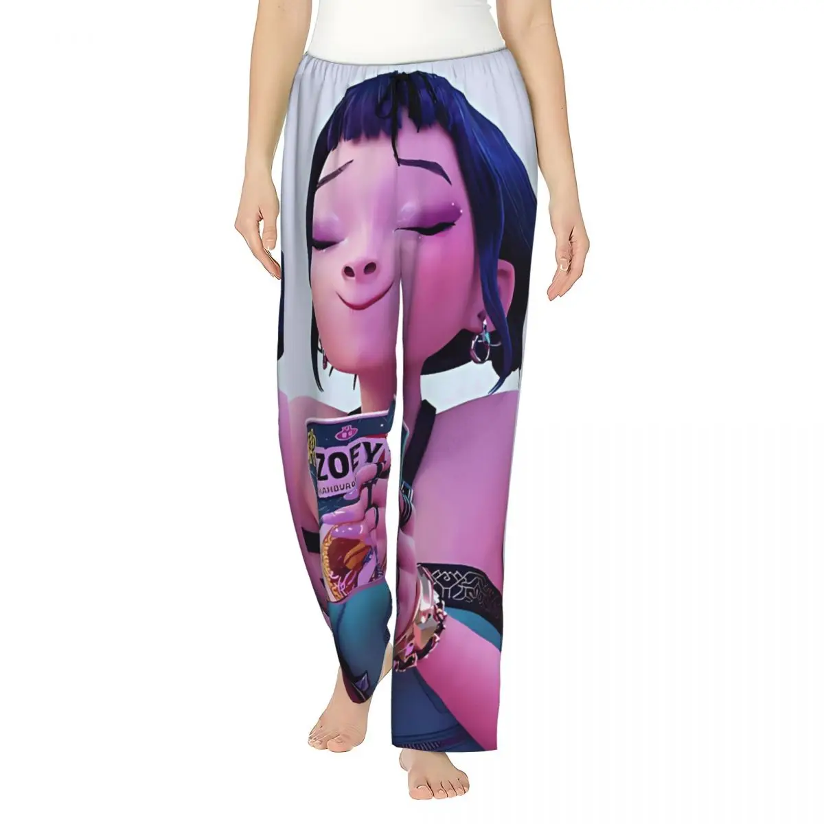

Huntrix Zoey Kpop Demon Hunters Ramen Pajamas For Womens Loose Retro Bedroom Pajama Trousers Autumn Sleepwear Bottoms Homewear