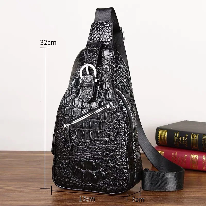 New leather men's bag chest bag large capacity men's shoulder bag crocodile bone shoulder bag multi-function messenger bag