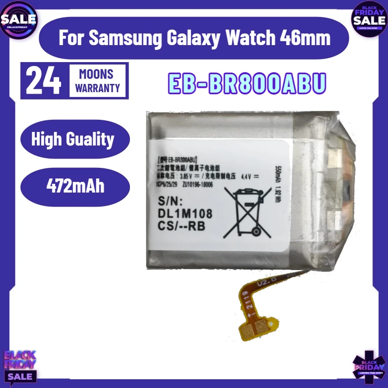 

New 472mAh EB-BR800ABU Battery for Samsung Galaxy LTE S4 46mm SM-R800 SM-R805 SM-R810 Watch Batteries