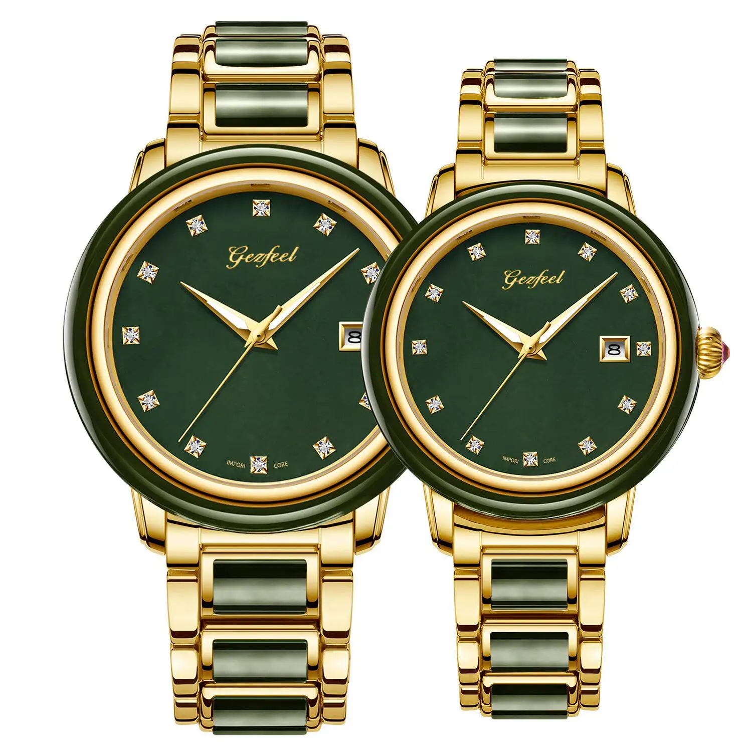 

Sapphire Mechanical Watch Simple Business Jade Watch Single Calendar Large Dial Middle-aged Couple Hetian Jade Watch Luminous