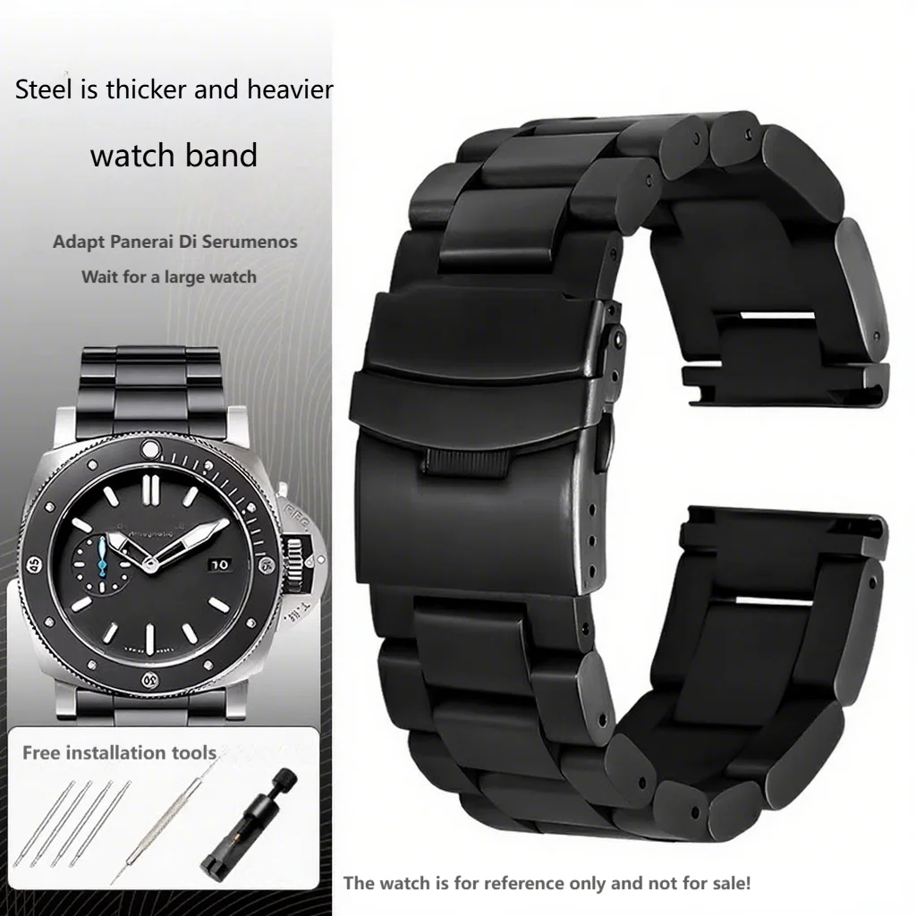 

Для Panerai Lumenos прецизионный цельный стальной браслет для мужчин, ремешок для часов большого размера с толстым тяжелым стальным ремешком 22 мм 24 мм 26 мм
