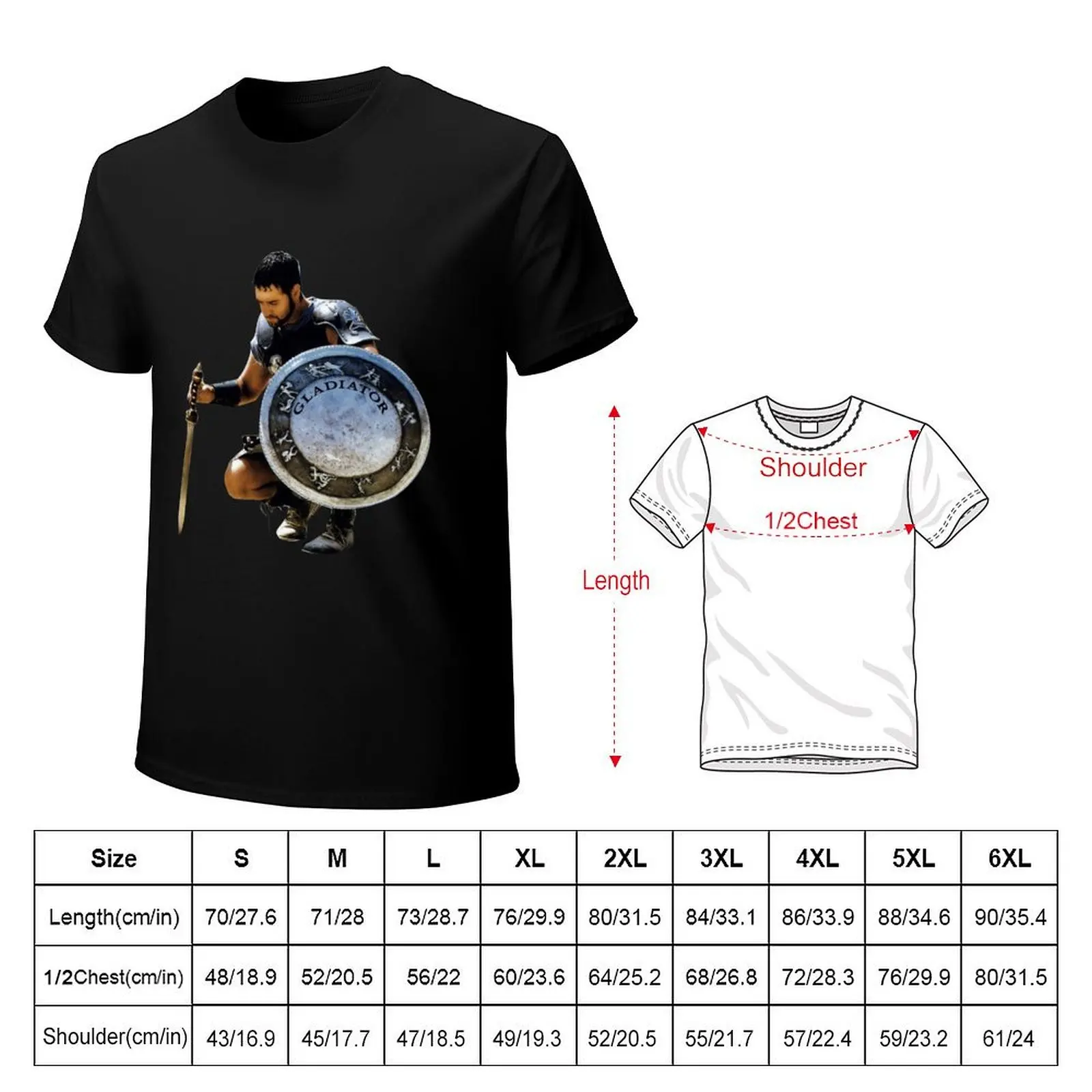 Gladiator Vintage T-Shirt Big Size Short Sleeve Tee for Men