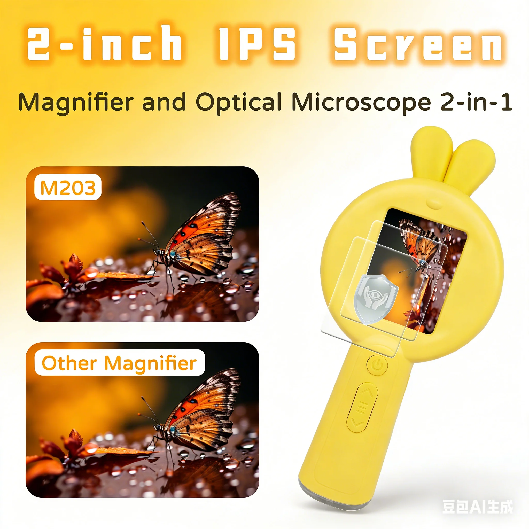 

M203 Kids Portable Digital Microscope 2-Inch Ips Screen 100X Zoom Handheld Magnifier With Hd Photo Video Recording For Children