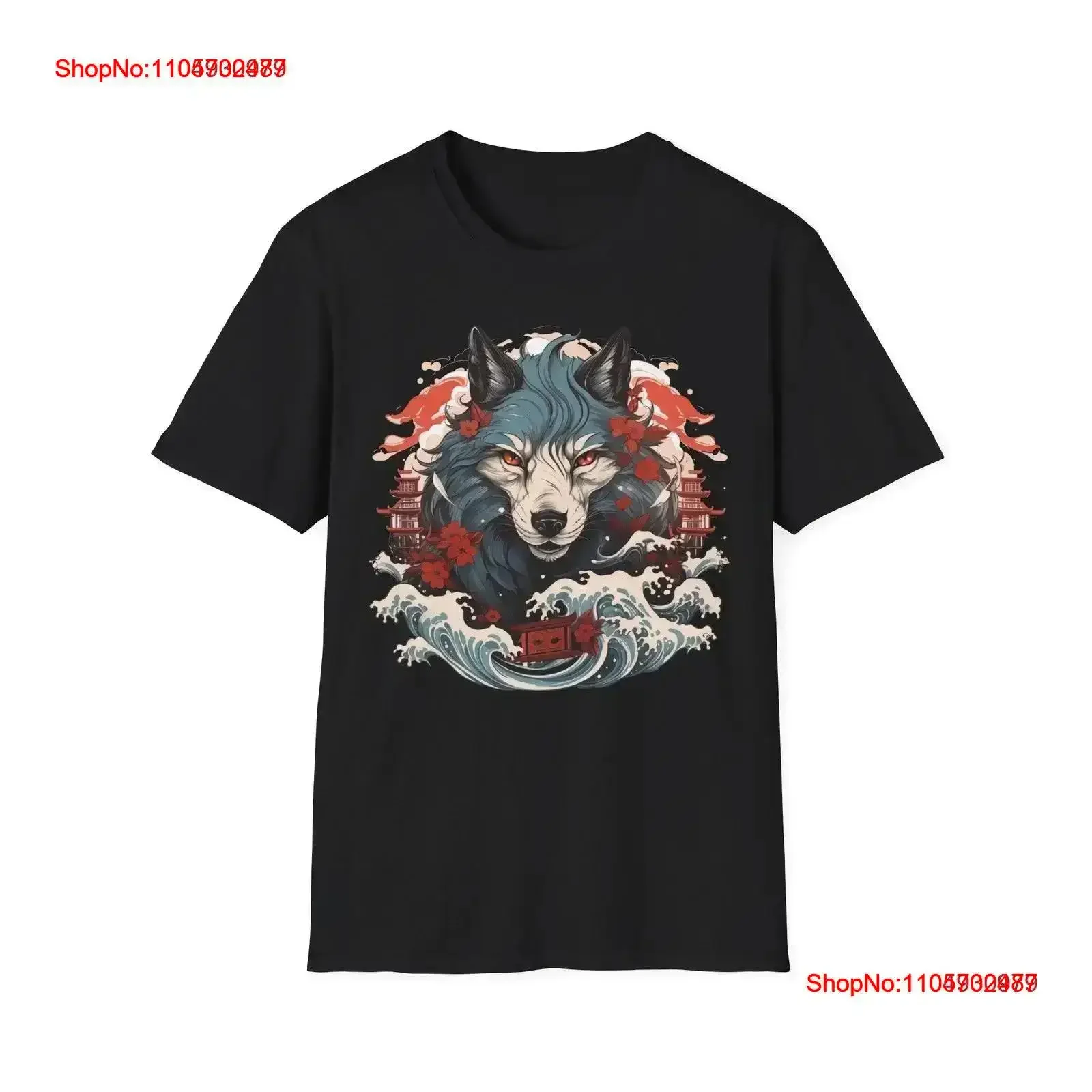The Grand Wolf T Shirt Oriental Japan design art Hokusai style vintage Washed graphic Stylish Breathable Stretched Soft