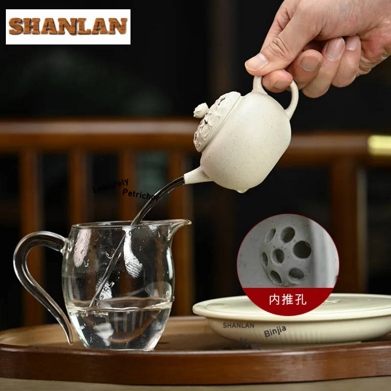 150 مللي رائعة ييشينغ الأرجواني الطين أباريق الشاي اليدوية الجوف القرع وعاء الخام الخام الأبيض الطين غلاية الصينية Zisha طقم شاي الهدايا الحرفية #6