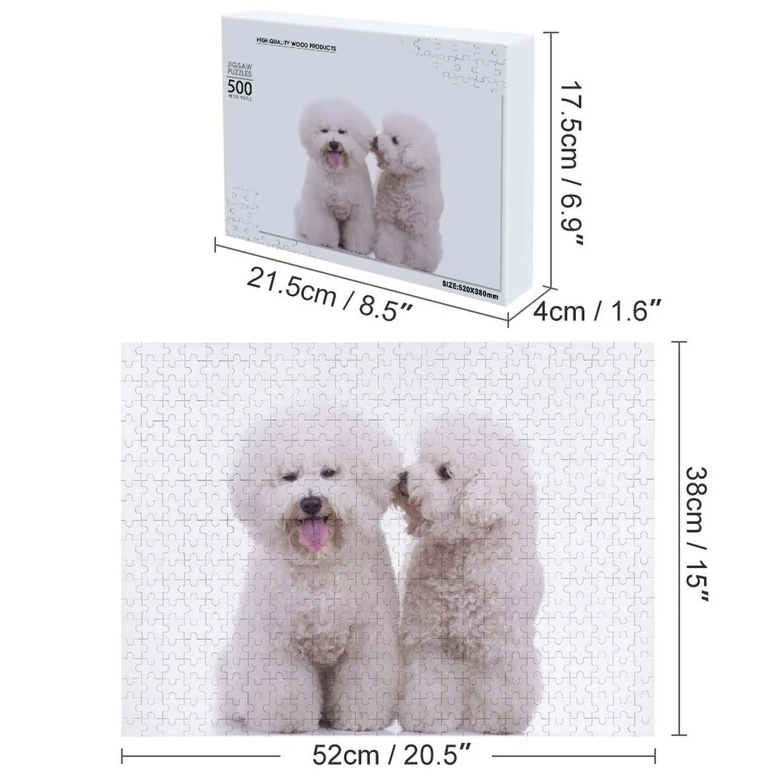 أحجية الصور المقطوعة للكلاب من بيشون فريز، حيوانات خشبية، أعمال فنية، أفكار هدايا شخصية
