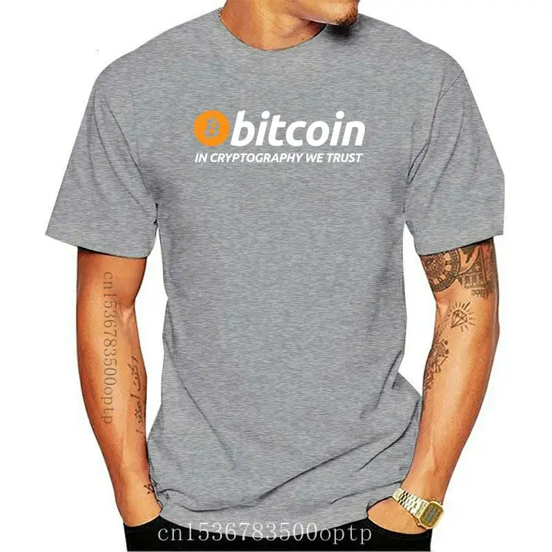 New Bitcoin In Cryptography We Trust T Shirt Summer 2021 Homme Interesting Creative T Shirts Trendy Crew Neck 2021 Novelty