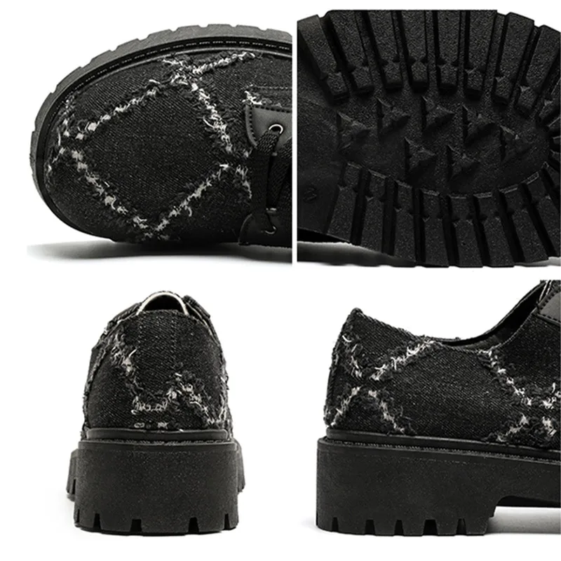 STRONGSHEN Fashion Canvas Men Casual Shoes Breathable Oxford Business Lace-Up Handmade Leather Shoes Brand Classic Moccasins
