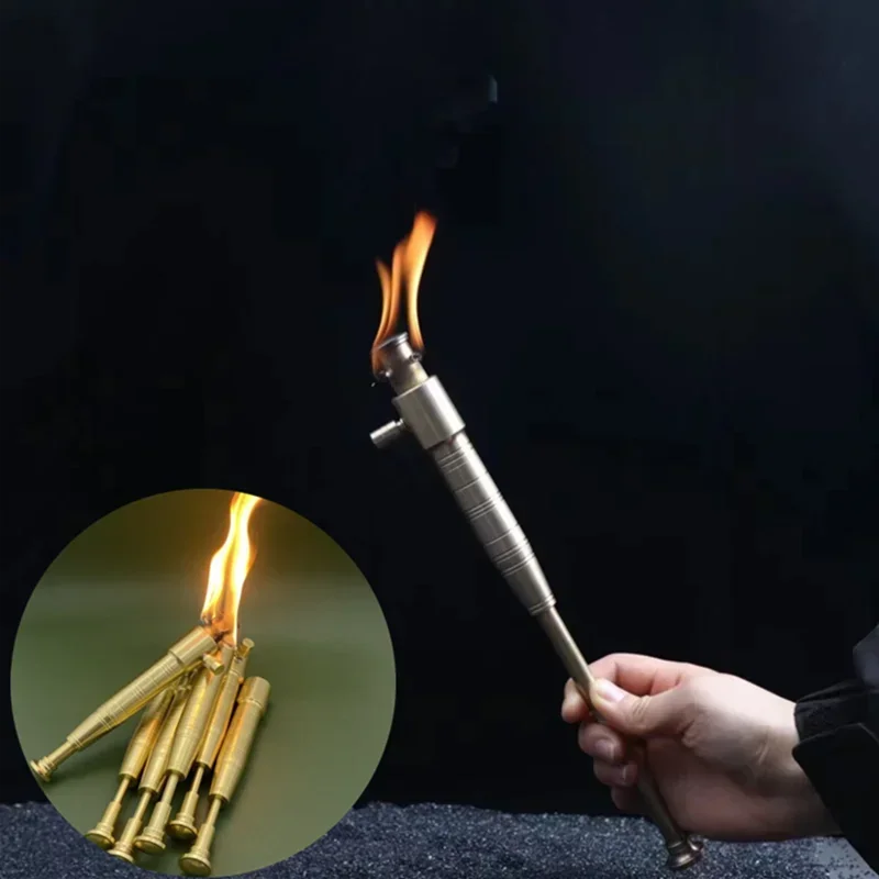 

Handmade Brass Kerosene Lighter, Retro Open Flame Extended Torch Lighter, Outdoor Multi-purpose Ignition Tool