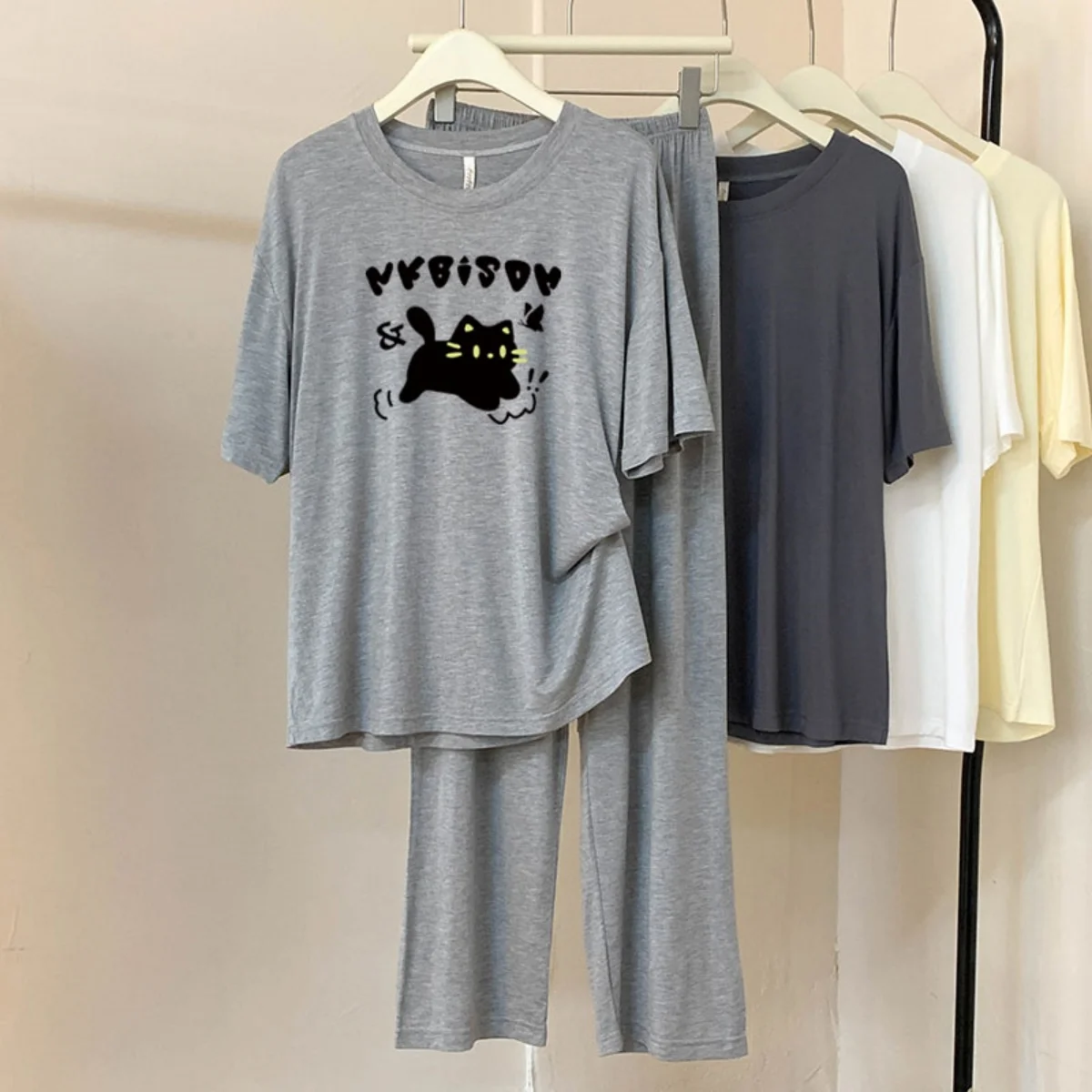 

Dc22 Modal Short-Sleeved Pants Pajamas for Women Sweet and Cute 2025 Summer New Casual Home Wear Set