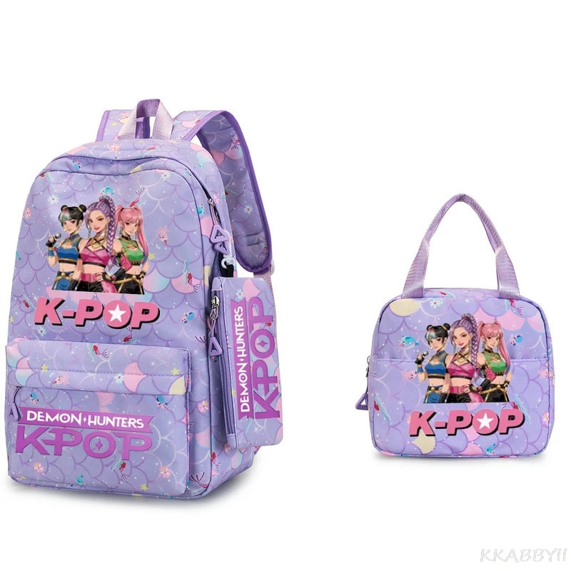 Mochila KPop Demon Hunters Rumi Mira Zoey HUNTR/X Saja para Meninos, Mochila Escolar para Adolescentes, Nylon, para Laptop, Viagem