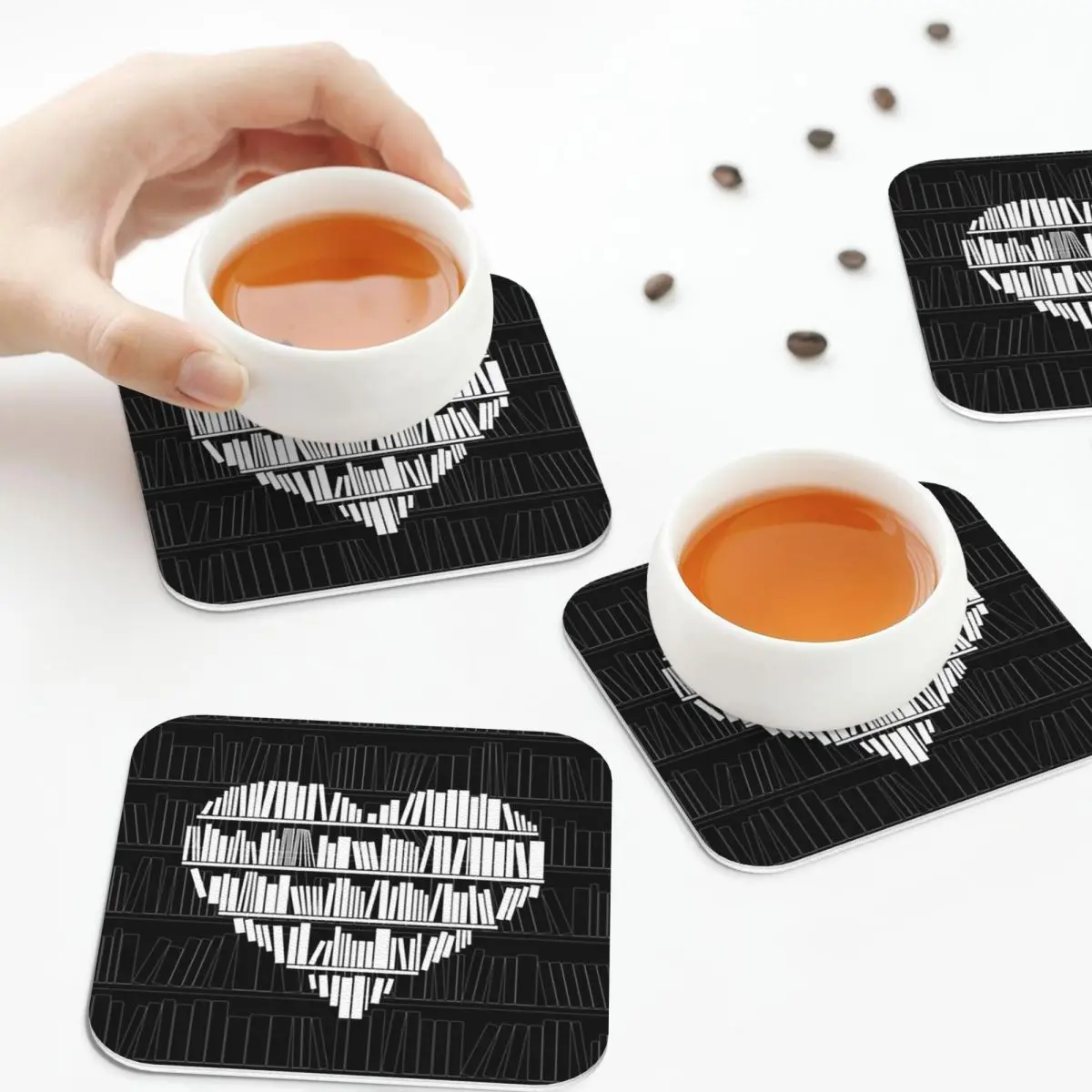 

Подставки для любителей книг, кожаные салфетки, изоляционные кофейные коврики для дома, кухни, обеденные подушечки, набор из 4 шт.