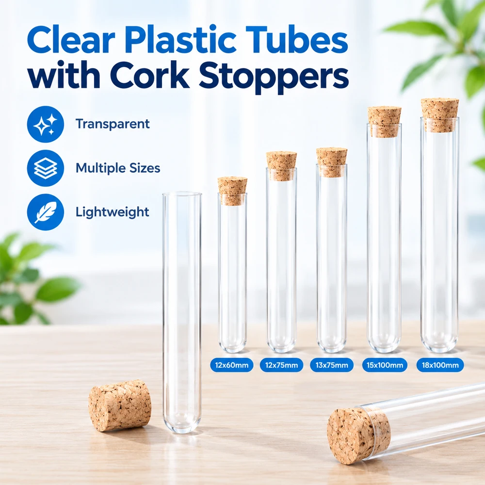 10-20PCS Hydroponic Plants & Gift Test Tubes, Transparents Plastic Long Test Tube with Cap U-Shaped Bottom, Supplies Accessories
