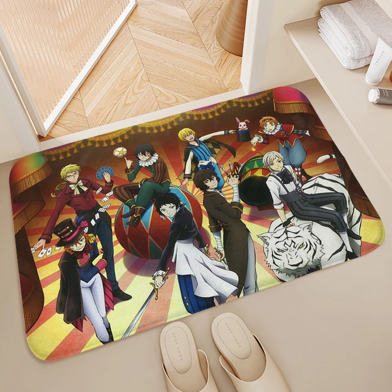 Anime Carpets for Living Room A-Bungo Stray Dogs Foot Mat Bathmat Outdoor Entrance Doormat Washable Non-slip Kitchen Rug