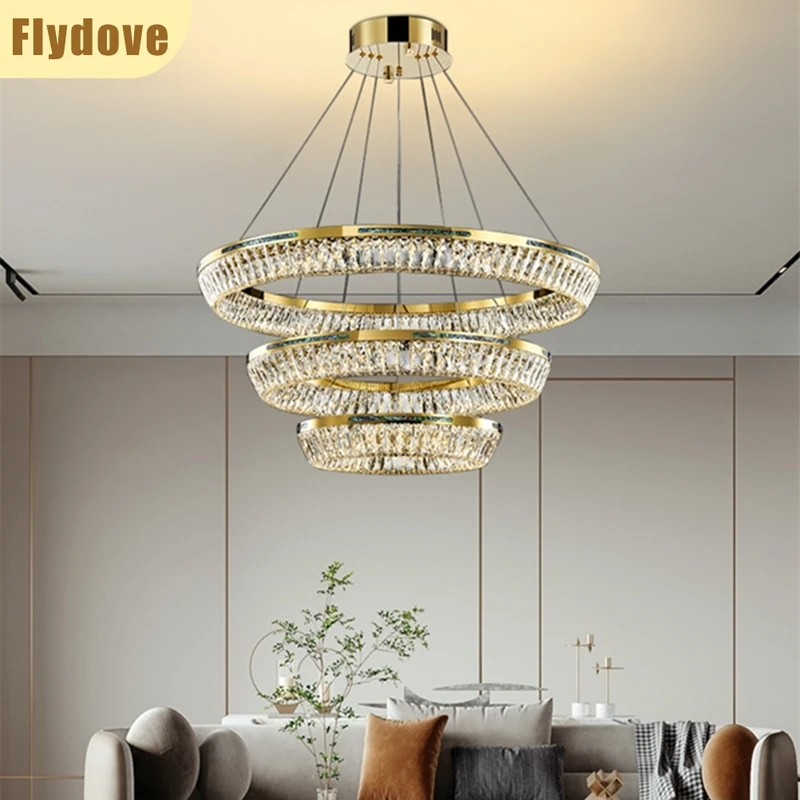 

Italian Luxury LED Interchangeable Light Crystal Chandelier Modern Living Room Kitchen Hotel Exhibition Hall Lighting Decoration