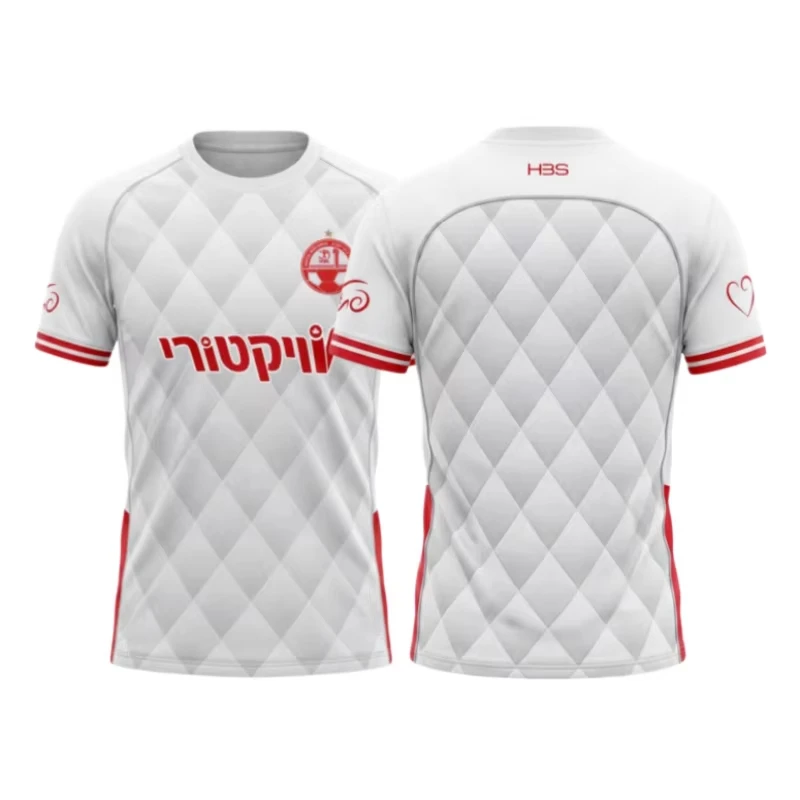 Summer New Hapoel Soccer Jersey, Y2K White Panel Print, Family Matching Fan Uniform, Breathable Sport Shirt for Training Wear