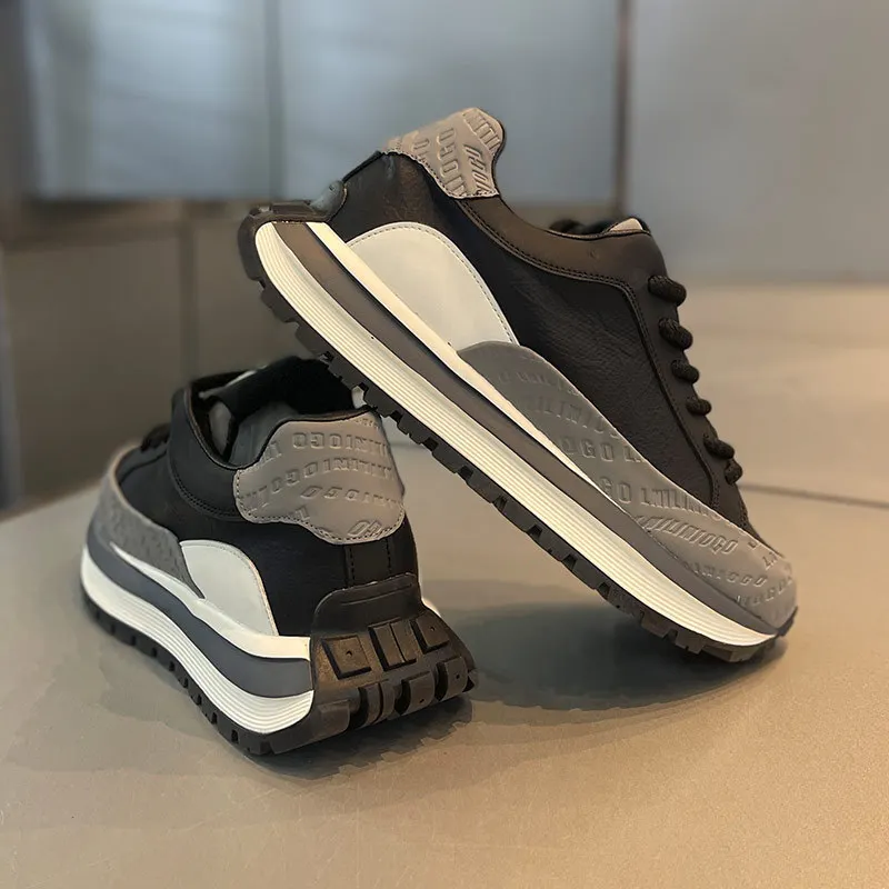 

Mens Leather Dad Shoes Height Increasing Casual Chunky Sneakers Fashion Non-slip Soft Sole Sport Running Shoes Zapatos De Hombre