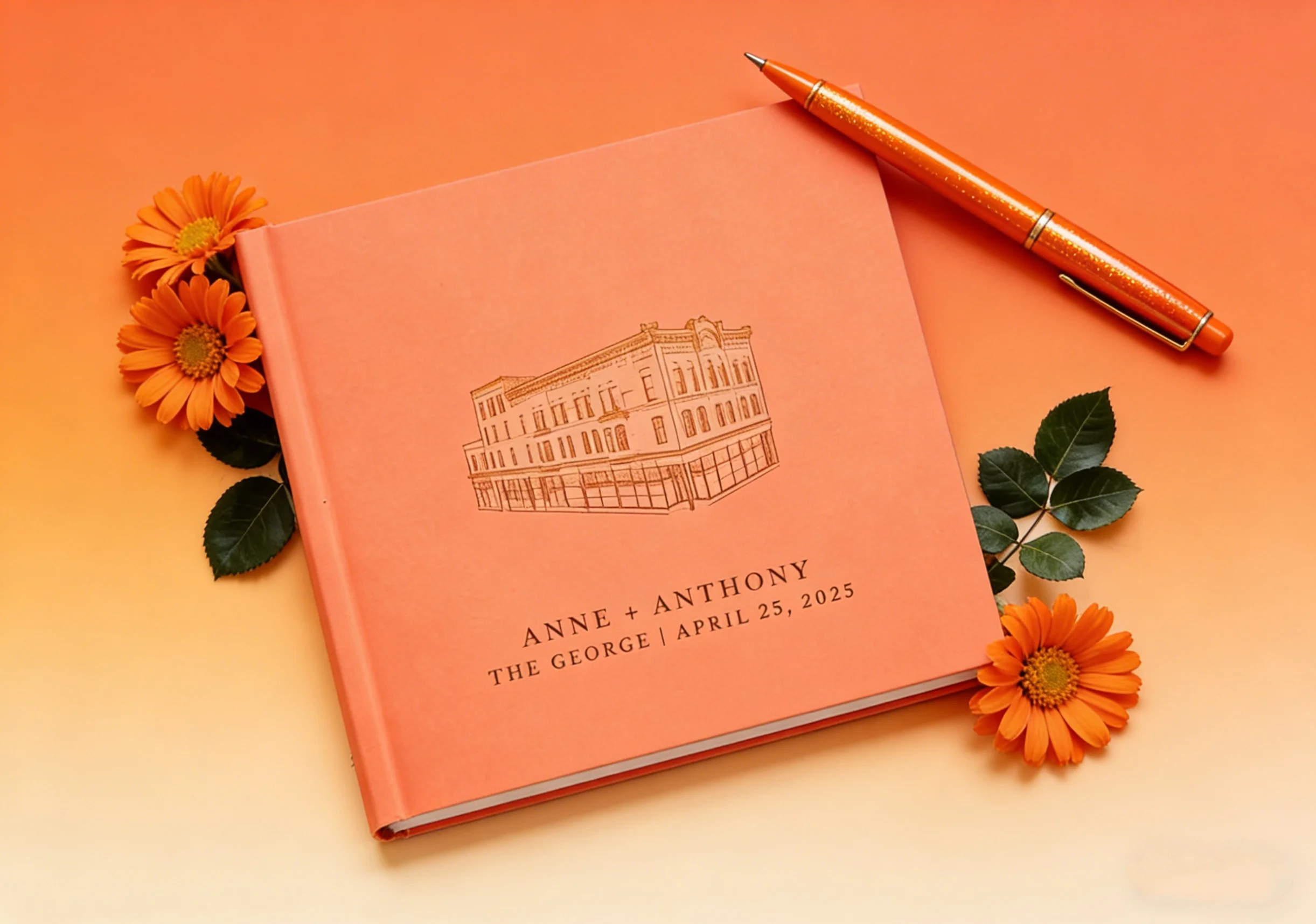 

Свадебная гостевая книга для индивидуального оформления места проведения мероприятия | Пейзажный дизайн, твердый переплет с золотой фольгой | Персонализированный альбом для записи пожеланий гостям