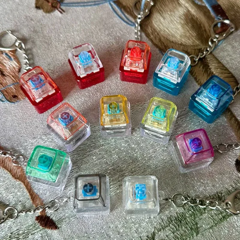 Transparent Star Keyboard Keychain Pendant Decompression Keys PC Cap Fingertip Press Mechanical Keyboard EDC