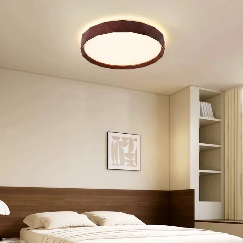 Wood Grain Full Spectrum Ceiling Light No Flicker Eye Care Dimmable for Bedroom Living Room Kids Room Home  LED Ceiling Lamp