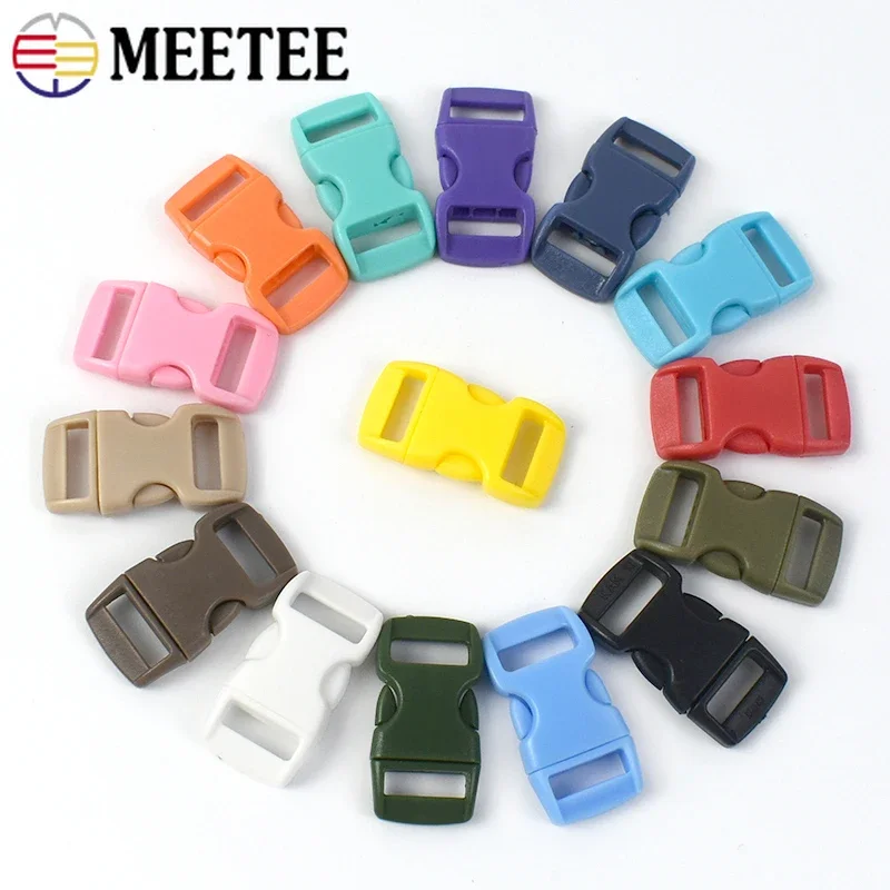 10/30Pcs Meetee 10/15mm Plastic Buckles Backpack Buckle Bag Side Release Clasp for Strap Adjust Belt Hook Pet Collar Accessories