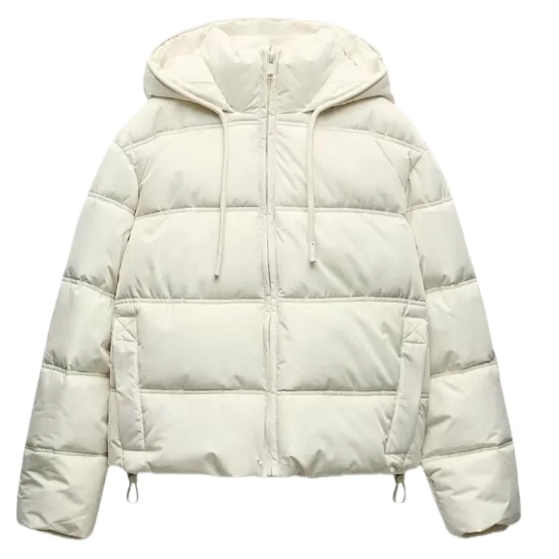 

ZARF2024 autumn and winter new women's clothing simple fashion loose short long-sleeved thick hooded cotton jacket coat