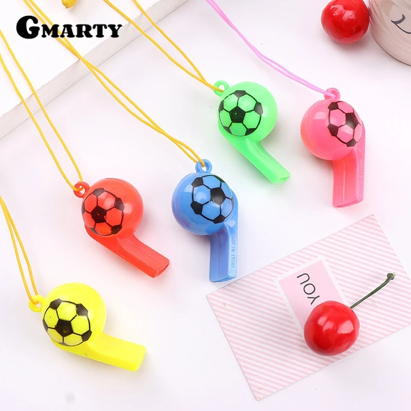 10PCS Whistles With Lanyard, Soccer Pattern Training Sports Whistle, Loud Crisp Sound Whistle For Soccer Party, Random Color