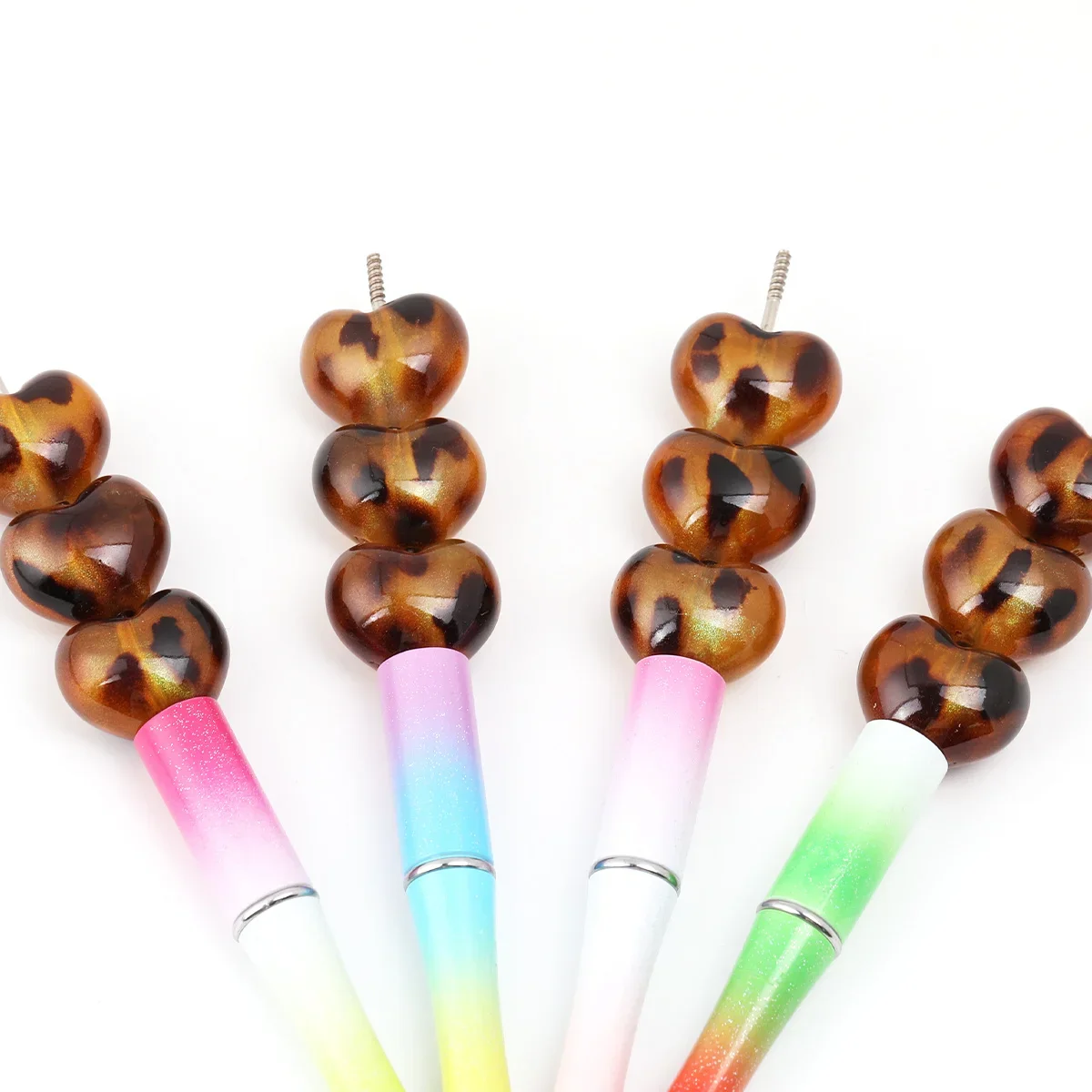 8pcs/16pcs Acrylic Beads,22*19mm Leopard Tortoise Glitter Heart Loose Beads for DIY Handmade Jewelry Making Supplies