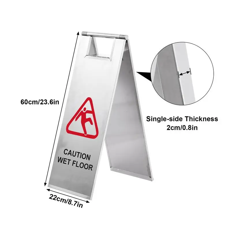 Вывески для влажного пола, складная А-образная рамка, двусторонняя предупреждающая вывеска, 5-компонентная сигнализация для влажного пола из нержавеющей стали, избегайте падения для ресторана