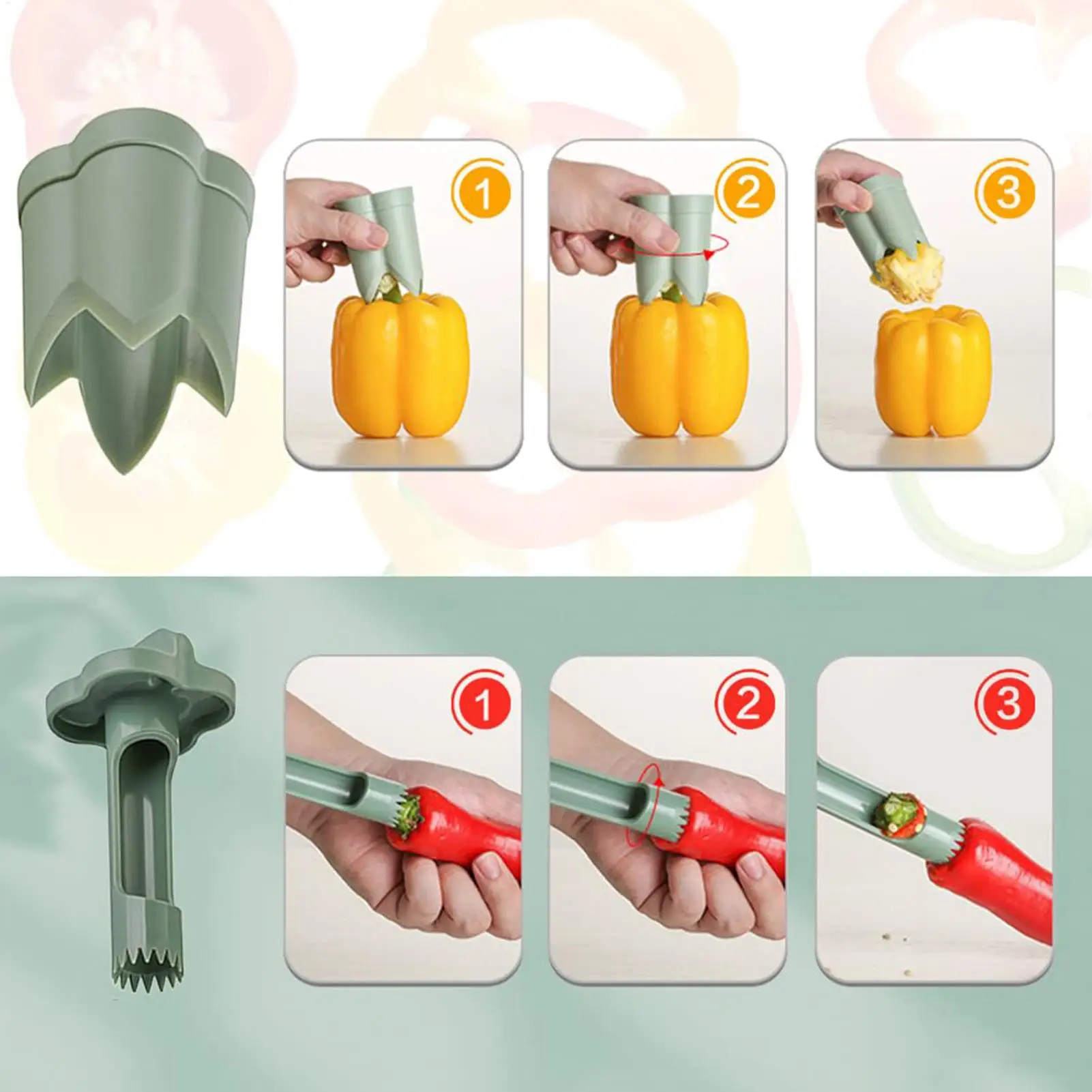 Slicer Vegetable Cutter Random Pepper Fruit Tools Cooking Device Kitchen Seed Remover Creative Corer Cleaning Coring Gadget
