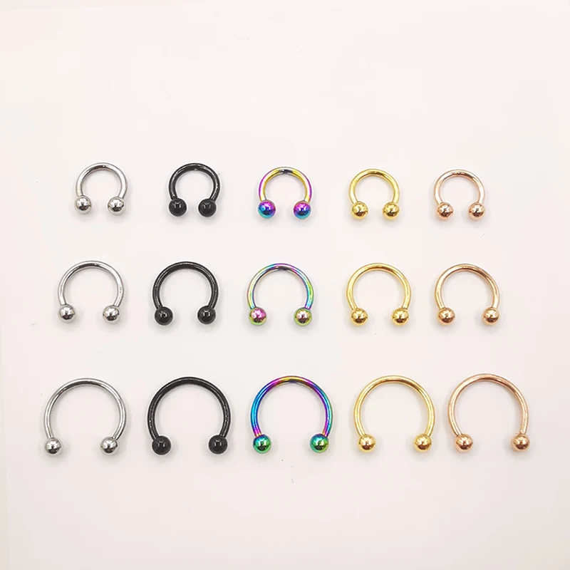 20 Pcs/Lot 16G Stainless steel Circular Barbells Horseshoe Lip Ring Eyebrow Nose Studs For Woman Man Body Piercing Jewelry