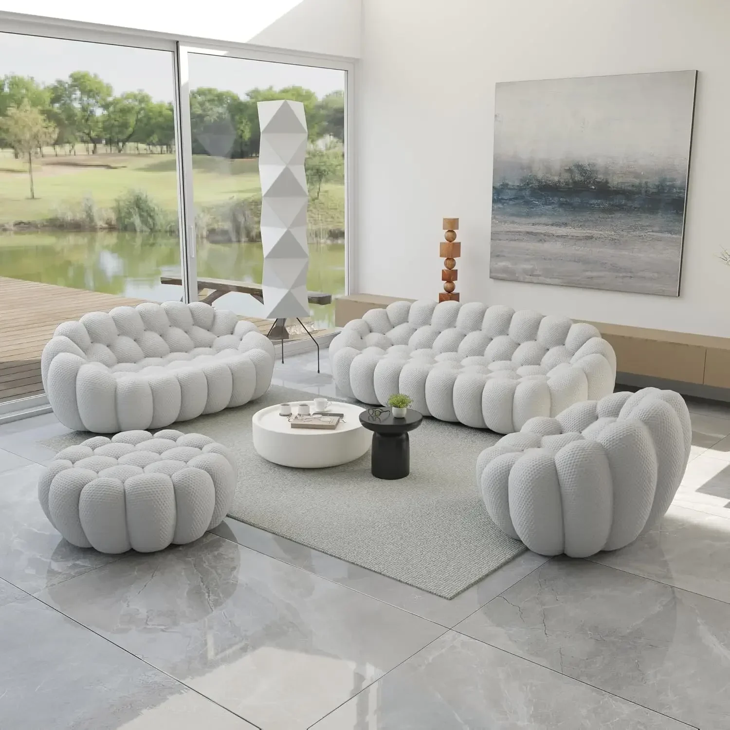 

Комплект изогнутых диванов Bubble Sofa, комфортабельный мягкий диван, современные диваны из сетчатой ткани с 3D-формой сот для гостиной, квартиры