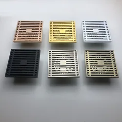 Square Floor Waste Grates Bathroom Shower Drain  Antique gunmetal gray chrome or brushed nickel or black Floor Drain DR676