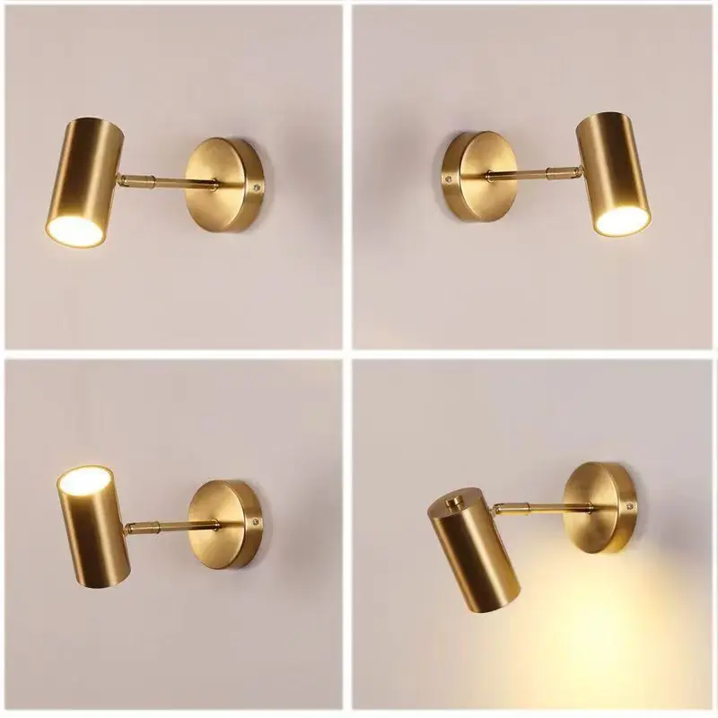 Modern Decoration Adjustable Angle Led Wall Lamps Lighting Vintage Home Vanity Light Fixture Sconce Lamps Gold Metal Iron Light