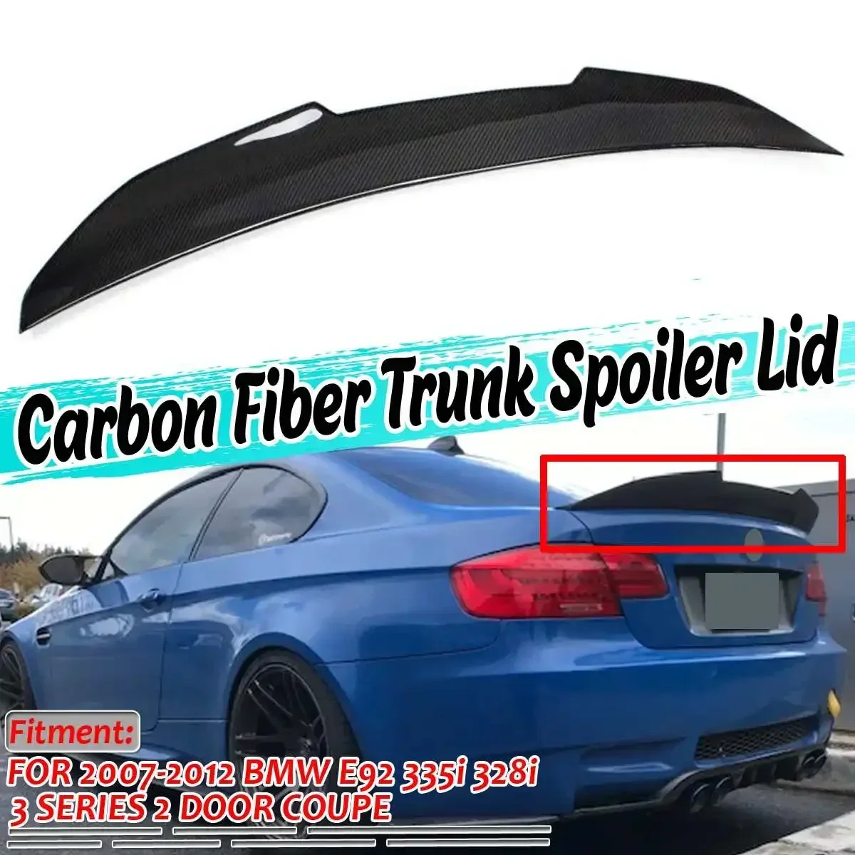 

P/M4/PSM Real Carbon Fiber E92 Spoiler Wing Lip Car Rear Trunk Spoiler Wing Lid For BMW E92 M3 2DR 335i 328i 2007-2013 Body Kit