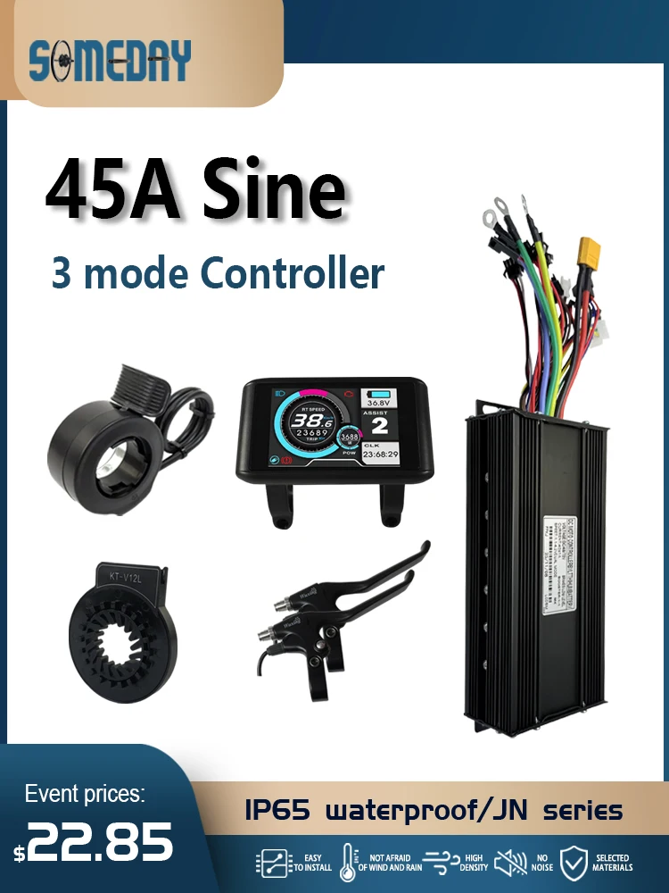 AliExpress NONE Electric Bicycle 45A Three-Mode SineWave Controller with LCD UKC1 Display for Wheel Hub Motor 1000W-2000W compatible 36V/48V/52V