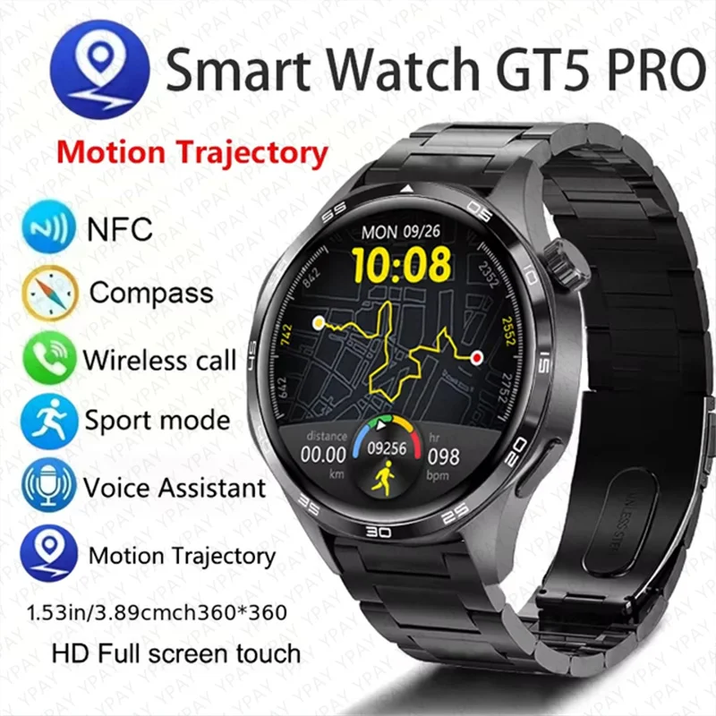 For Huawei GT5 PRO GPS NFC Smart Watch Men Waterproof Watch 5 Pro AMOLED HD Screen Bluetooth Call Heart Rate SmartWatch 2024 New