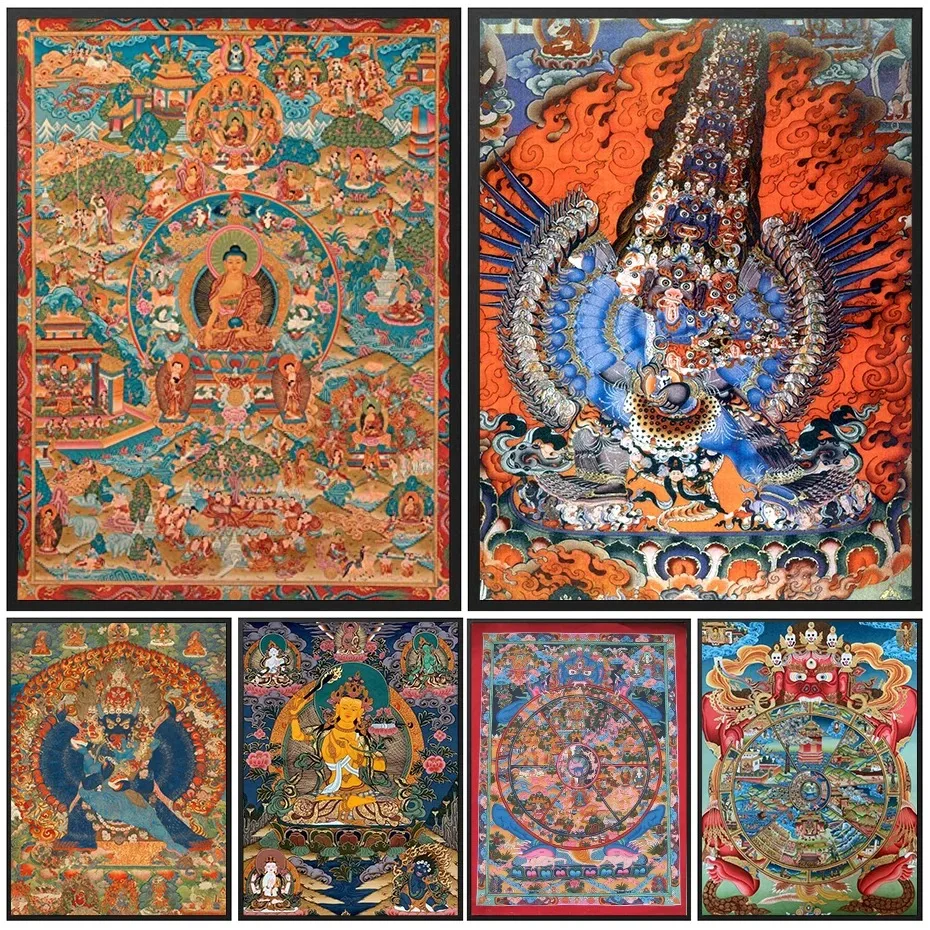 Religion Canvas Painting Tradition Buddhism Chart Card Home Wall Art Bedroom Posters and Prints Buddha Lord for Living Room Gift