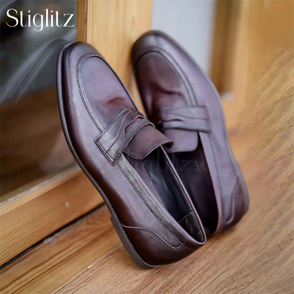 

Genuine Cow Leather Dress Shoes Comfortable Loafers for Men British Style Handmade Men's Shoes for Wedding Business Casual Shoes