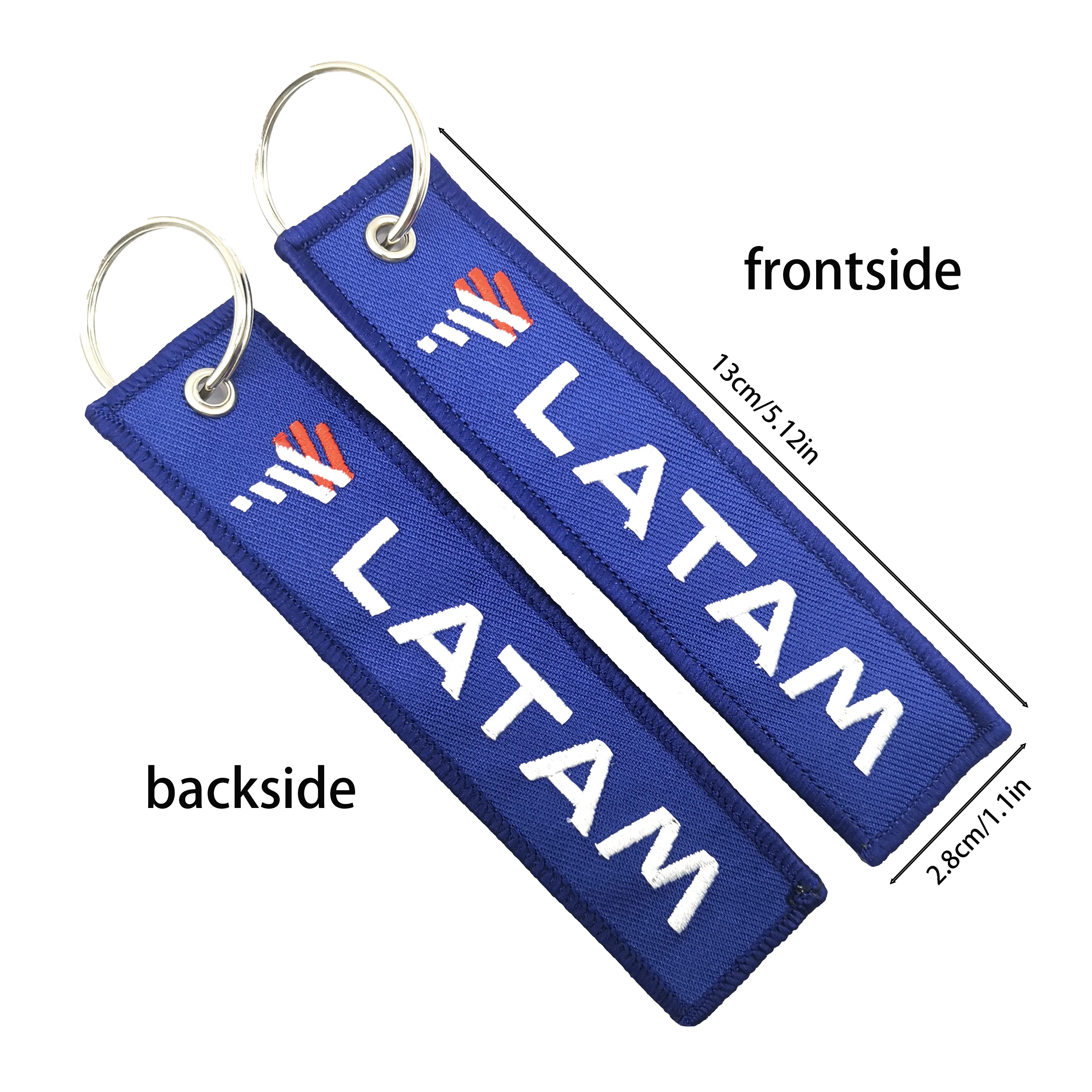 1 PC Fashion Trinket LATAM Blue Embroidery Keychain Metal Keyring Pilot Keychain Accessories Fashion Backpack Suitcase Key Tags