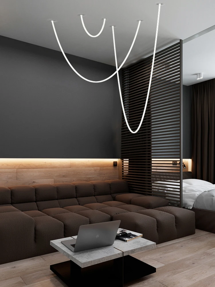 Minimal Line Designer Model Tenant Hall Lamp Loft High-rise Duplex Villa Staircase Restaurant Hall Pendant Lamp