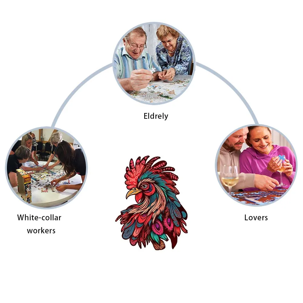 Mystery Red Chicken Shape Wooden Puzzle Beautiful A3 A4 A5 3D model Wooden home decor Holiday gift puzzle entertainment Decompre