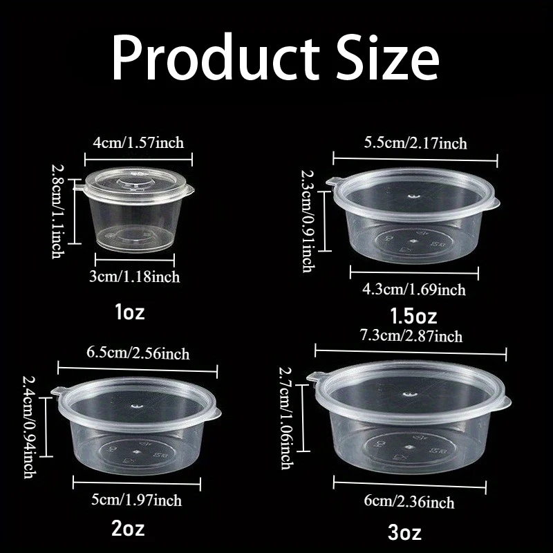 50/100PCS Disposable Sauce Cups with Lids Household Kitchen Leak-Proof Small Sauce Cups Portable Salad Dressings Seasoning Box