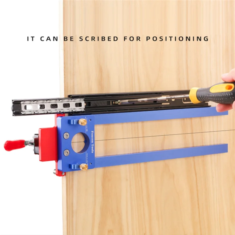 Maschera di installazione per punzonatura a PIZZO per binario scorrevole per cassetti - Foratura regolabile per binari per armadietti per la lavorazione del legno con asta di prolunga