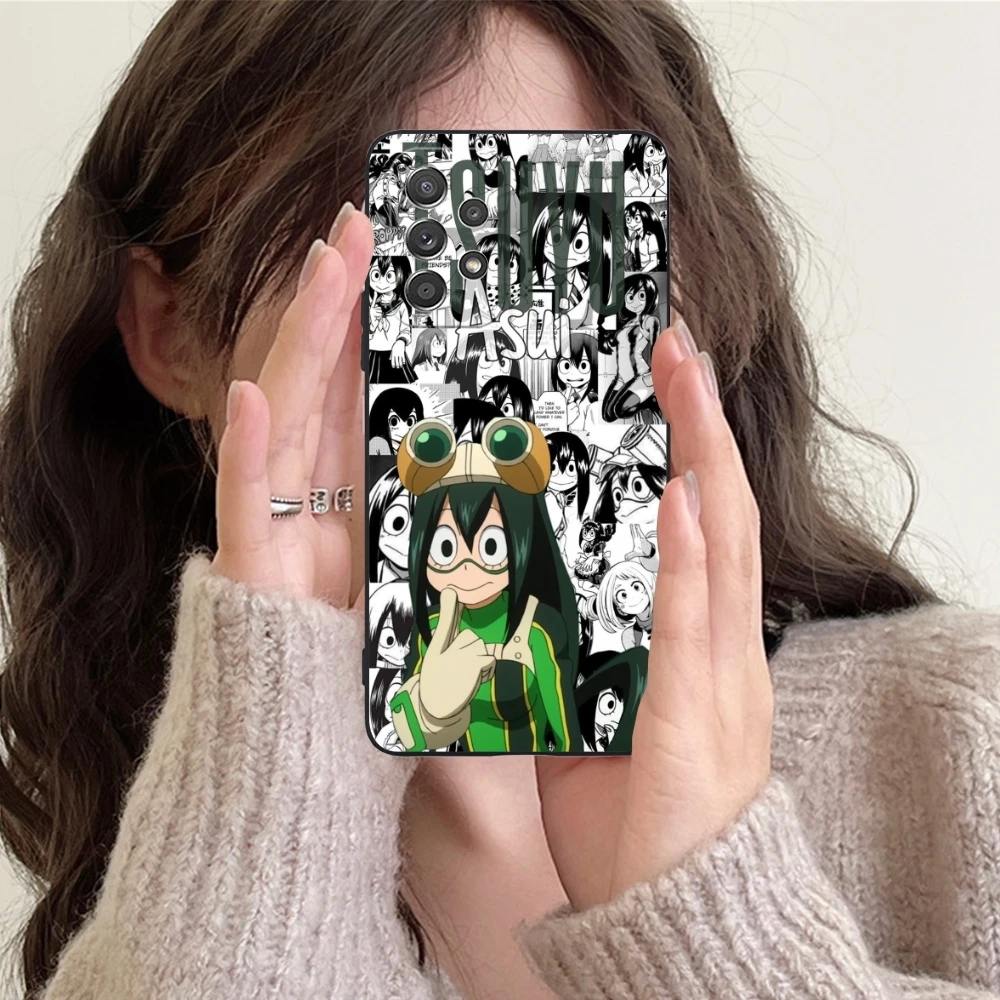 Hero Tsuyu Asui Froppy Cell Phone Case for Samsung Galaxy A91 73 71 70 54 53 52 34 24 23 21 S 5G Black Soft Phone Cover Shell