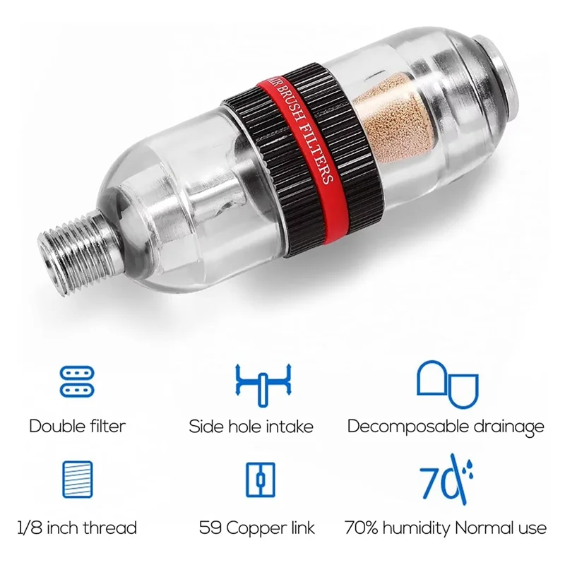 

Фильтры ABJI-Airbrush Мини-аэрограф Воздушный фильтр Фильтр водяного баллона для воздушного компрессора Разъем G1/8