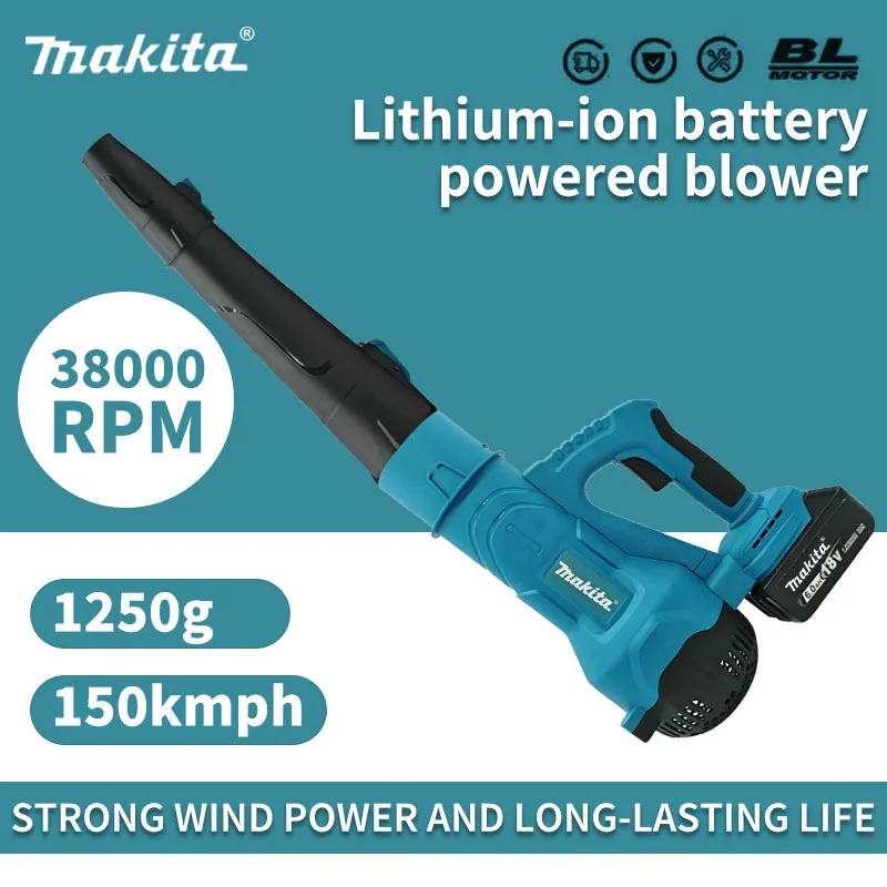 

Makita 38000 об/мин Бесщеточный аккумуляторный воздуходувка Ручной струйный турбонагнетатель для листьев Электроинструмент для батареи Makita 18 В