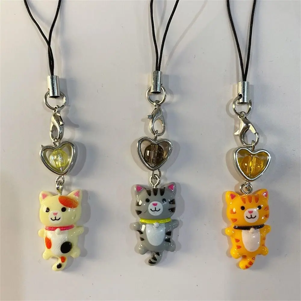 Cat Pendant Cat Phone Strap Bag Decor Keychain Anti Lost Y2K Phone Charm Key Ring Cute Phone Lanyard Jewelry Gift